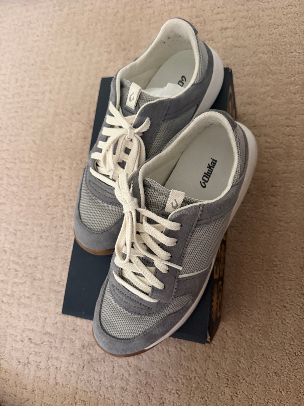 Olukai Women's Kaulele Mesh Rock/Ash Lace-Up Sneakers Size 9